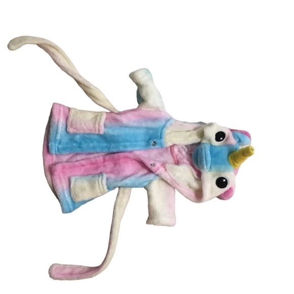 New Girls unicorn bathrobe, housecoat, multi color, ages 8-9 with mini robe - Picture 7 of 7
